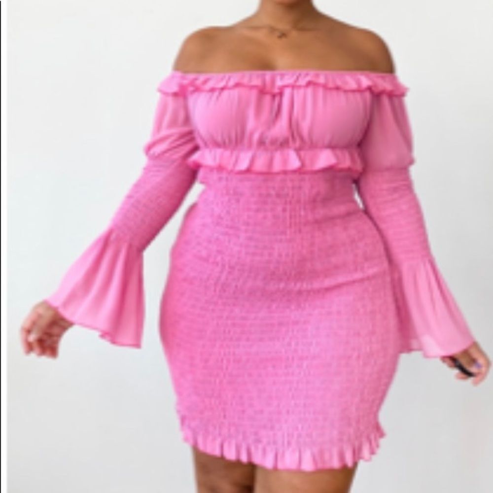 Chiffon Shirred Bodycon Dress - Picture 9 of 10